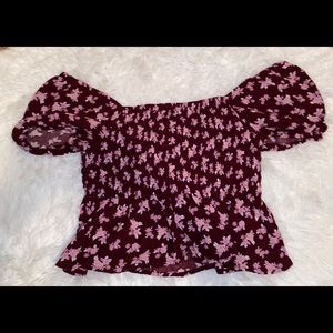 Shoulder off, floral crop top